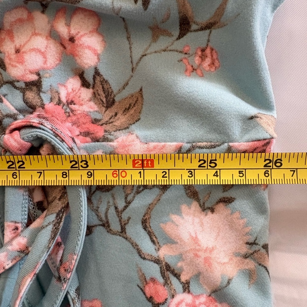 Ilya Long Maxi Dress Mint w/ Floral pattern Short sleeve Faux Wrap Soft Size 1X - Picture 10 of 11